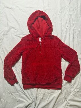No Boundaries Girl’s Sherpa Pullover Hoodie Y2K Red (M 7-9)